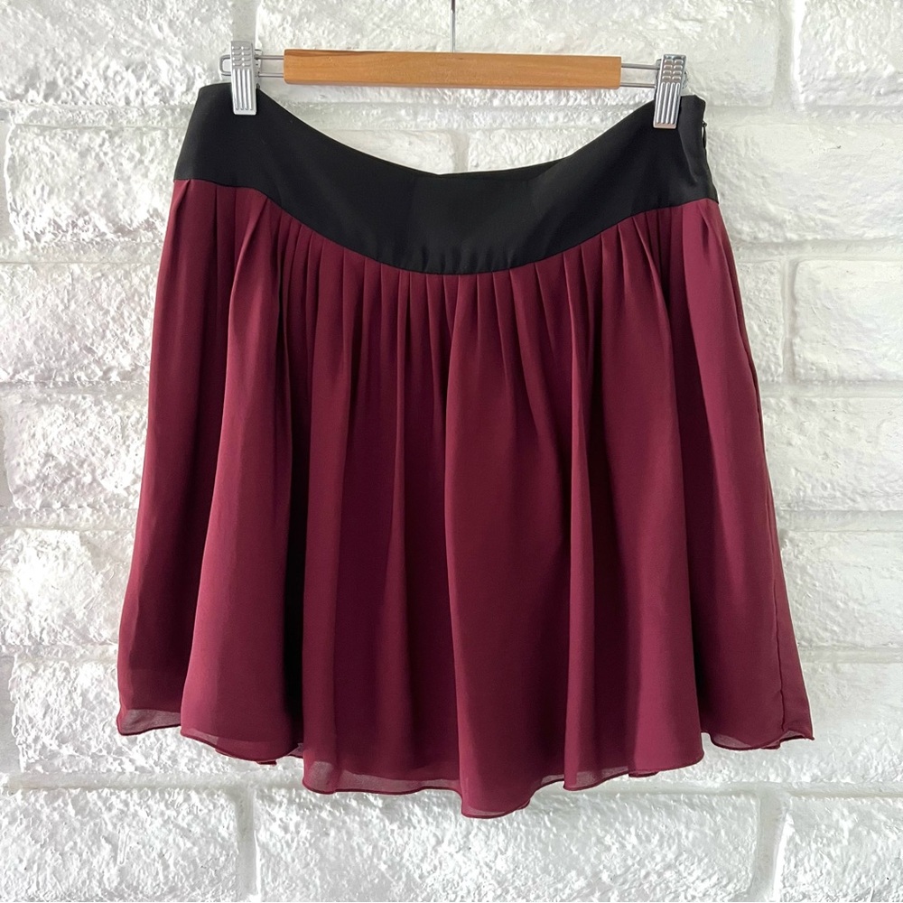Banana Republic Burgundy Black Silk Mini Skirt